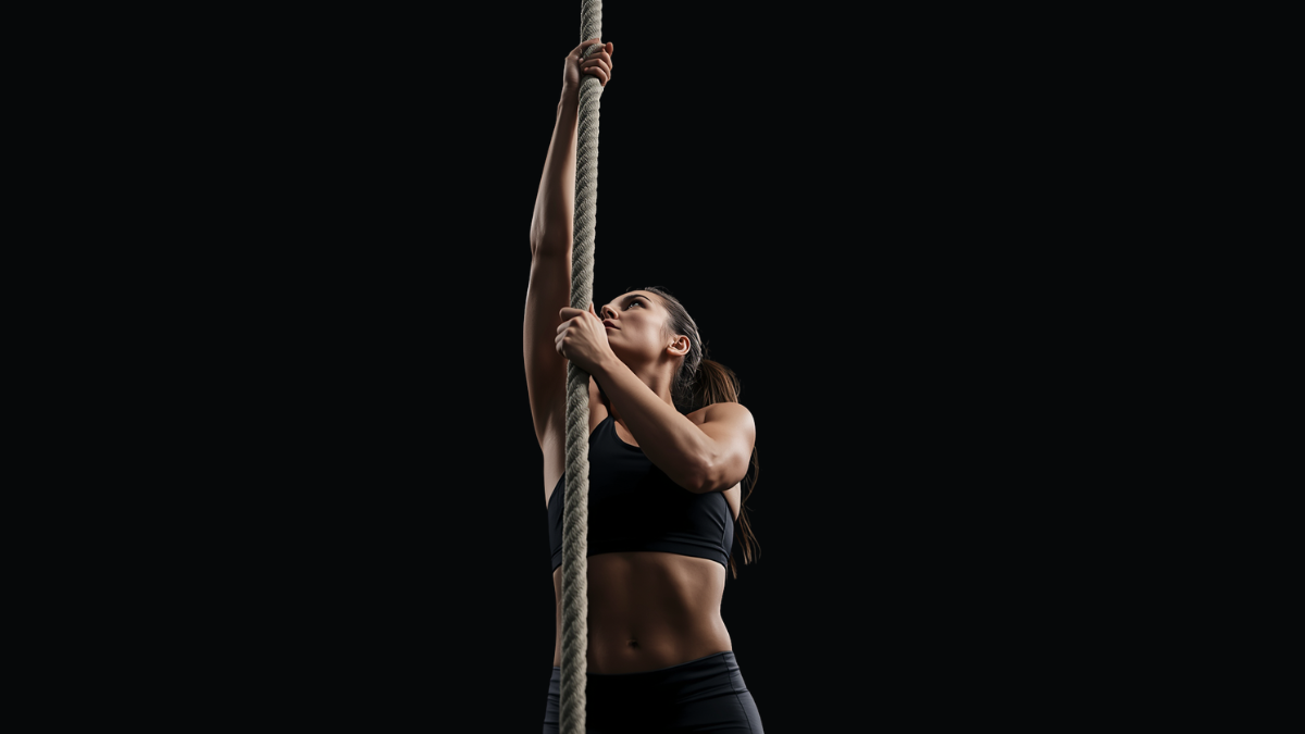 Corso fune aerea Monza — atleta in salita sulla corda verticale
